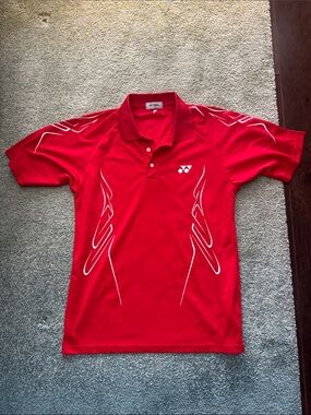Yonex Men's Red Short-Sleeve Performance Polo